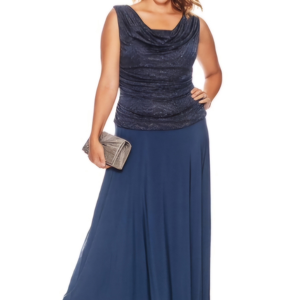 R & M Richards Navy Semi-Formal Maxi Dress - 18W